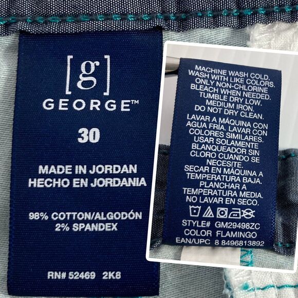 Flamingo Chino Shorts Mens 30x8.5 Teal Stretch Golf Summer Preppy Resort George - Picture 10 of 11